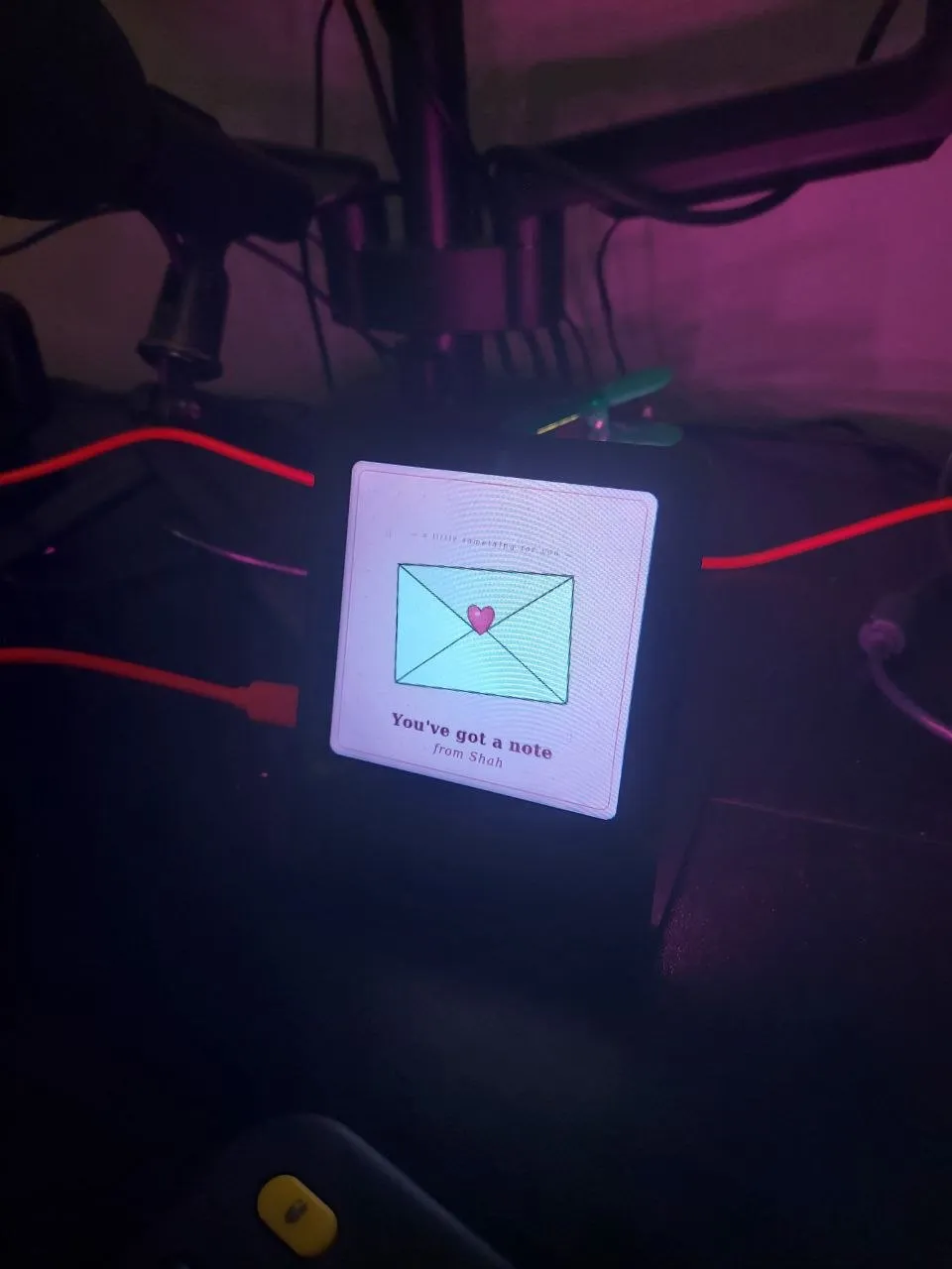 Arrival screen glowing on Beth's desk
