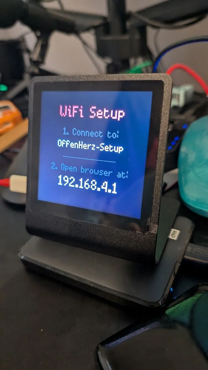 WiFi setup instructions on the device screen